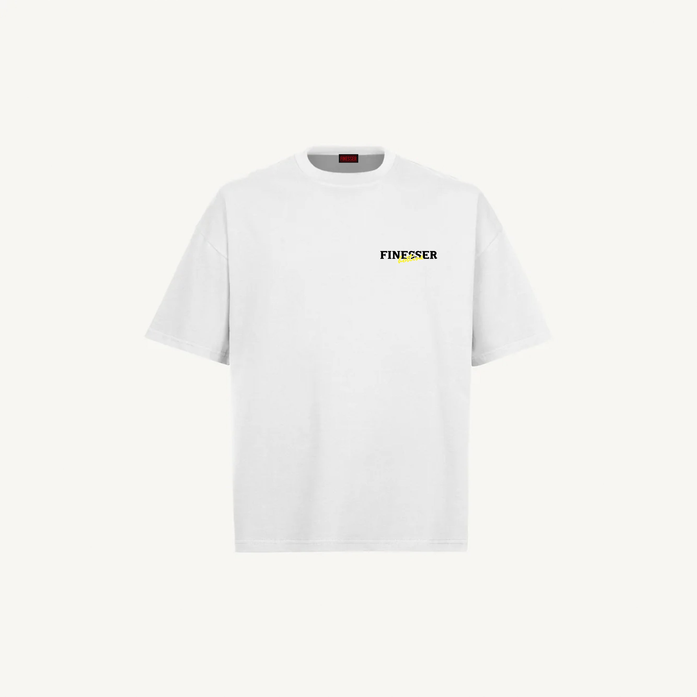 White Finesser Hotline “Transcript” Oversized Boxy Tee