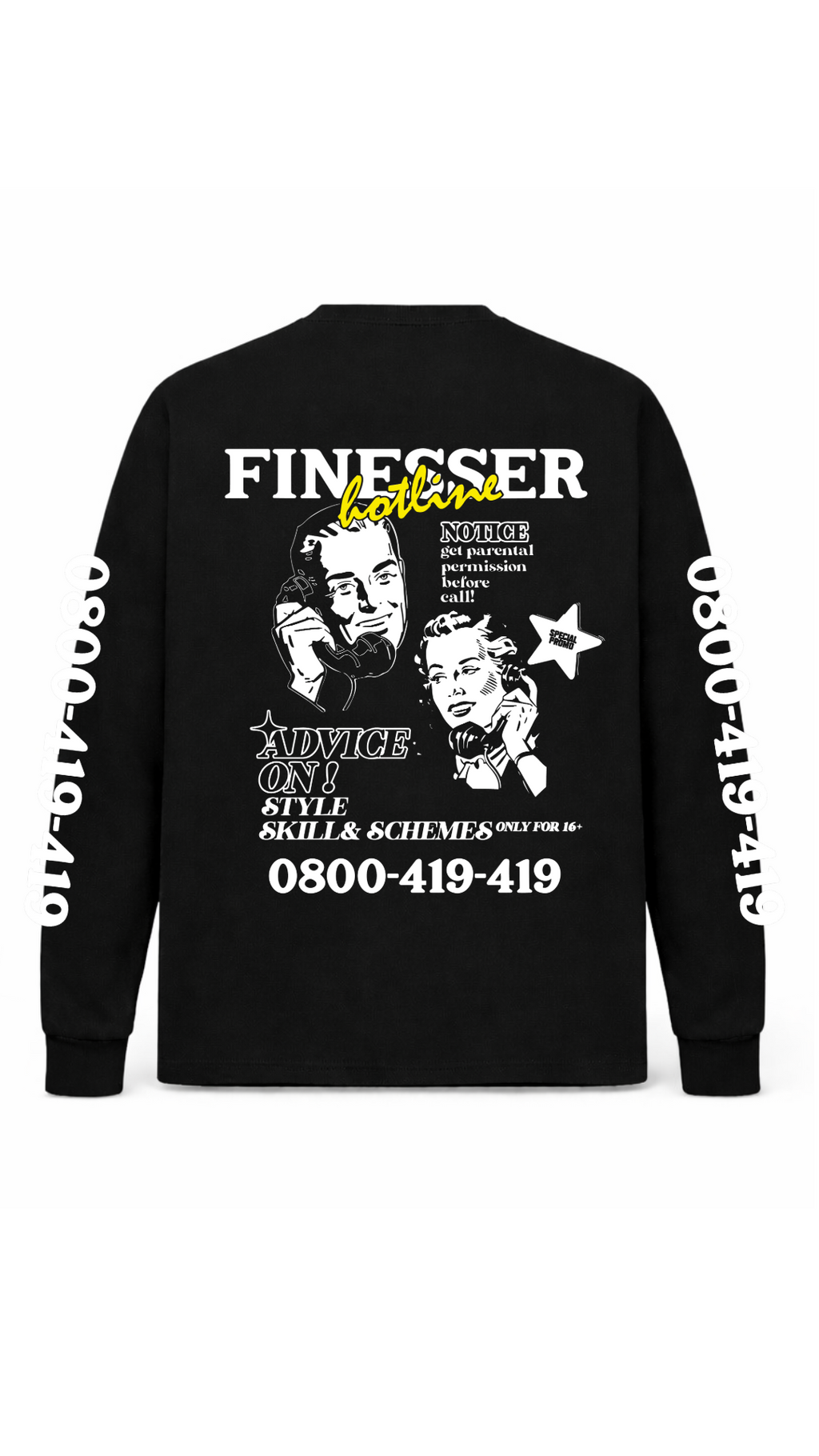 FINESSER HOTLINE “EXTENDED TRANSCRIPT LONG SLEEVE TEE