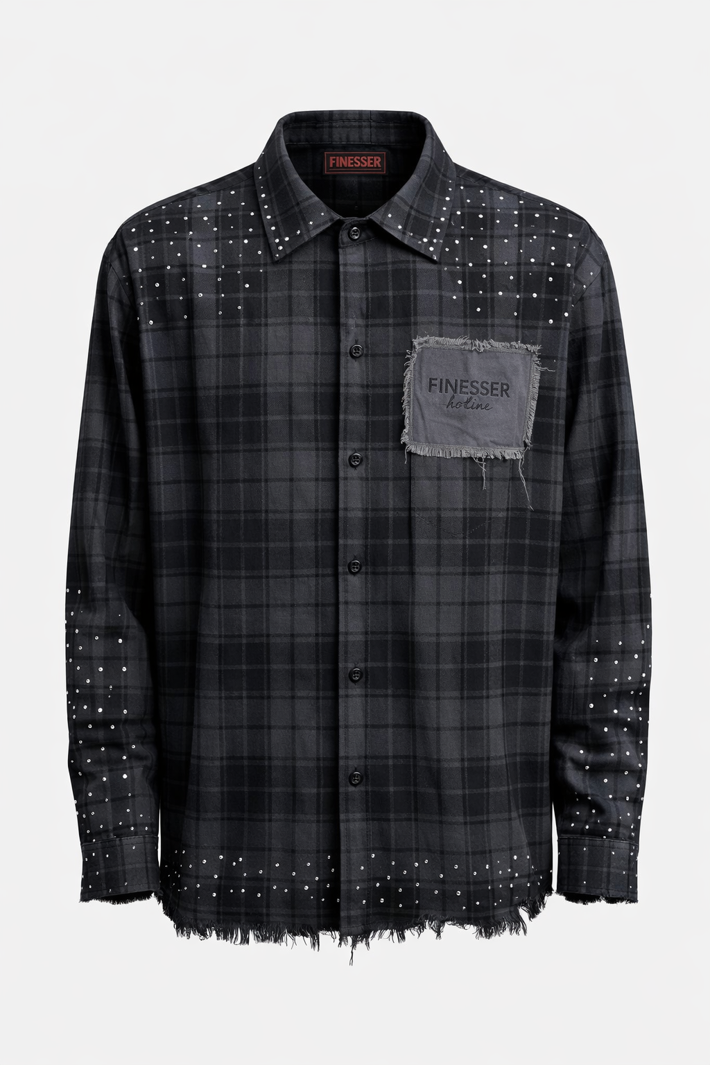 Finesser Rhinstone Flannel-Black