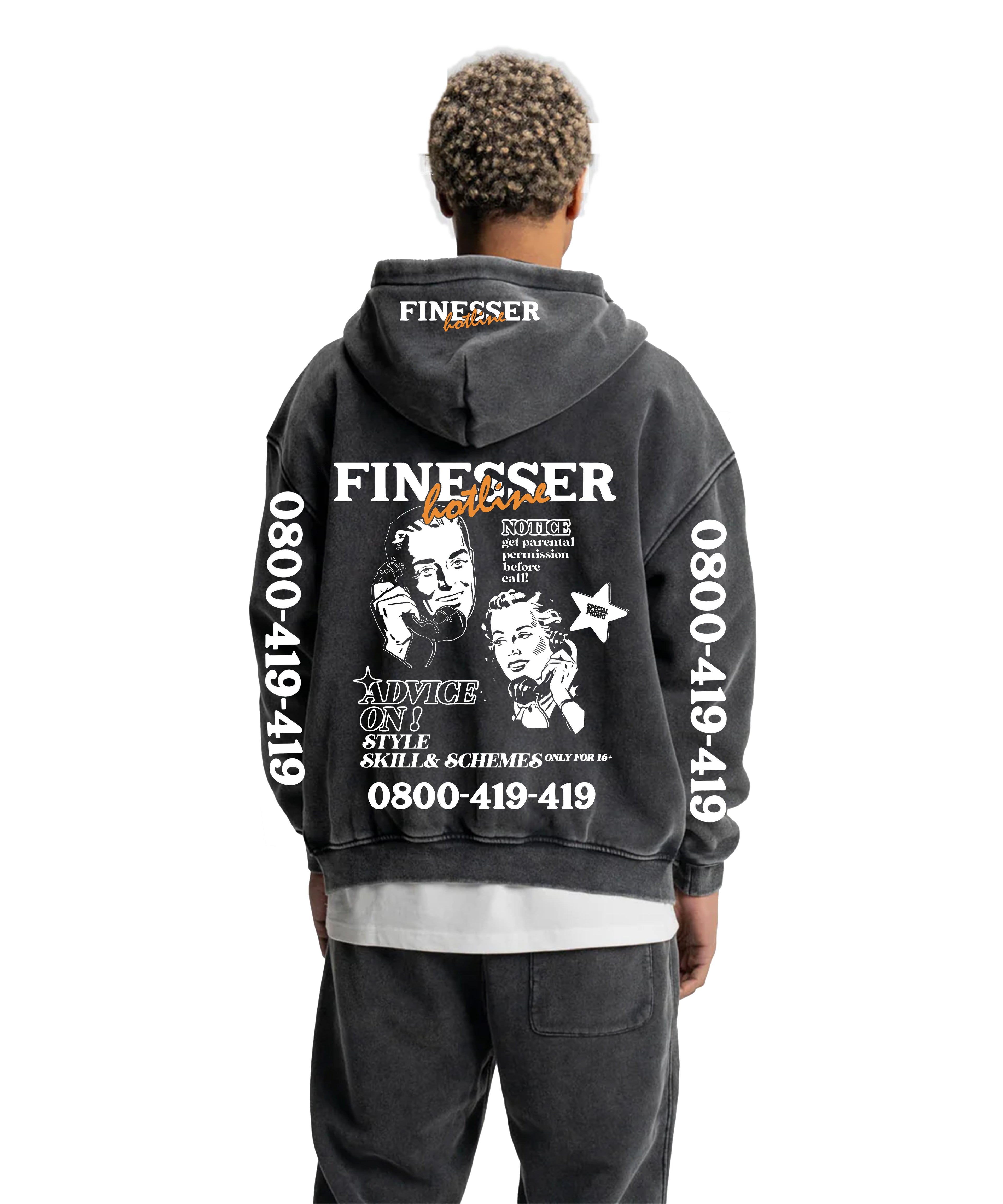 FINESSER HOTLINE “GREY FOG”ACID WASH ZIP UP TRACKSUIT