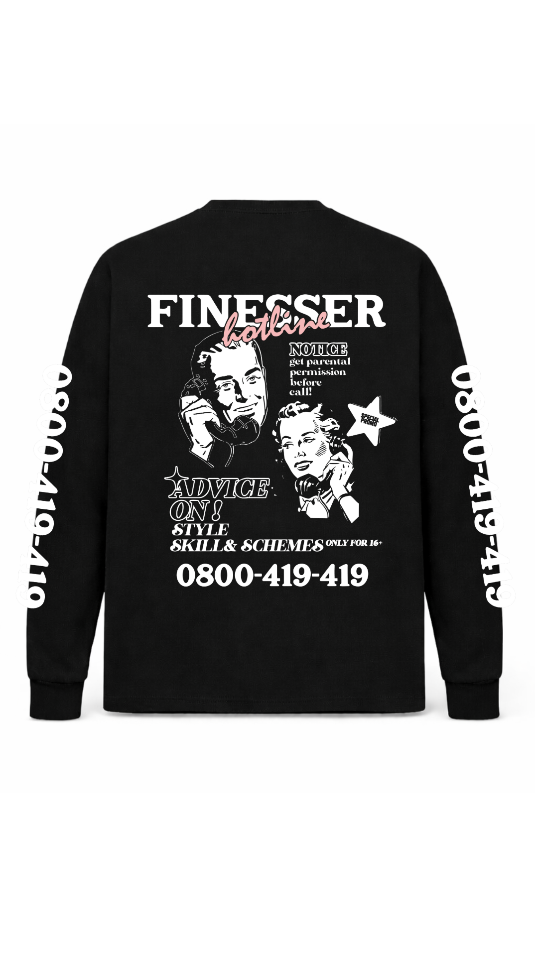 FINESSER HOTLINE “EXTENDED TRANSCRIPT LONG SLEEVE TEE