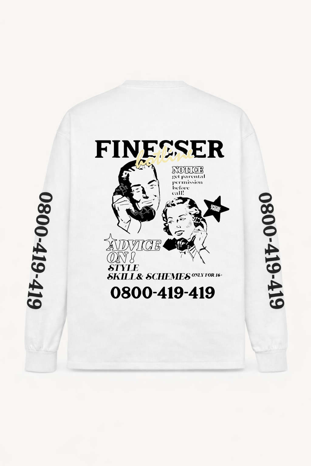 FINESSER HOTLINE “EXTENDED TRANSCRIPT LONG SLEEVE TEE