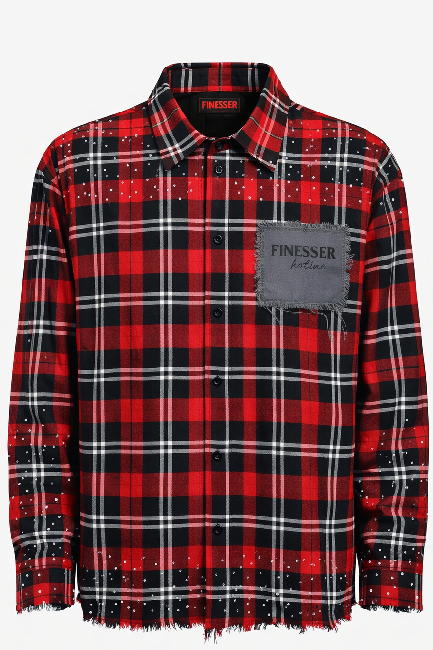 Finesser Flannel Rhinestone shirt Red