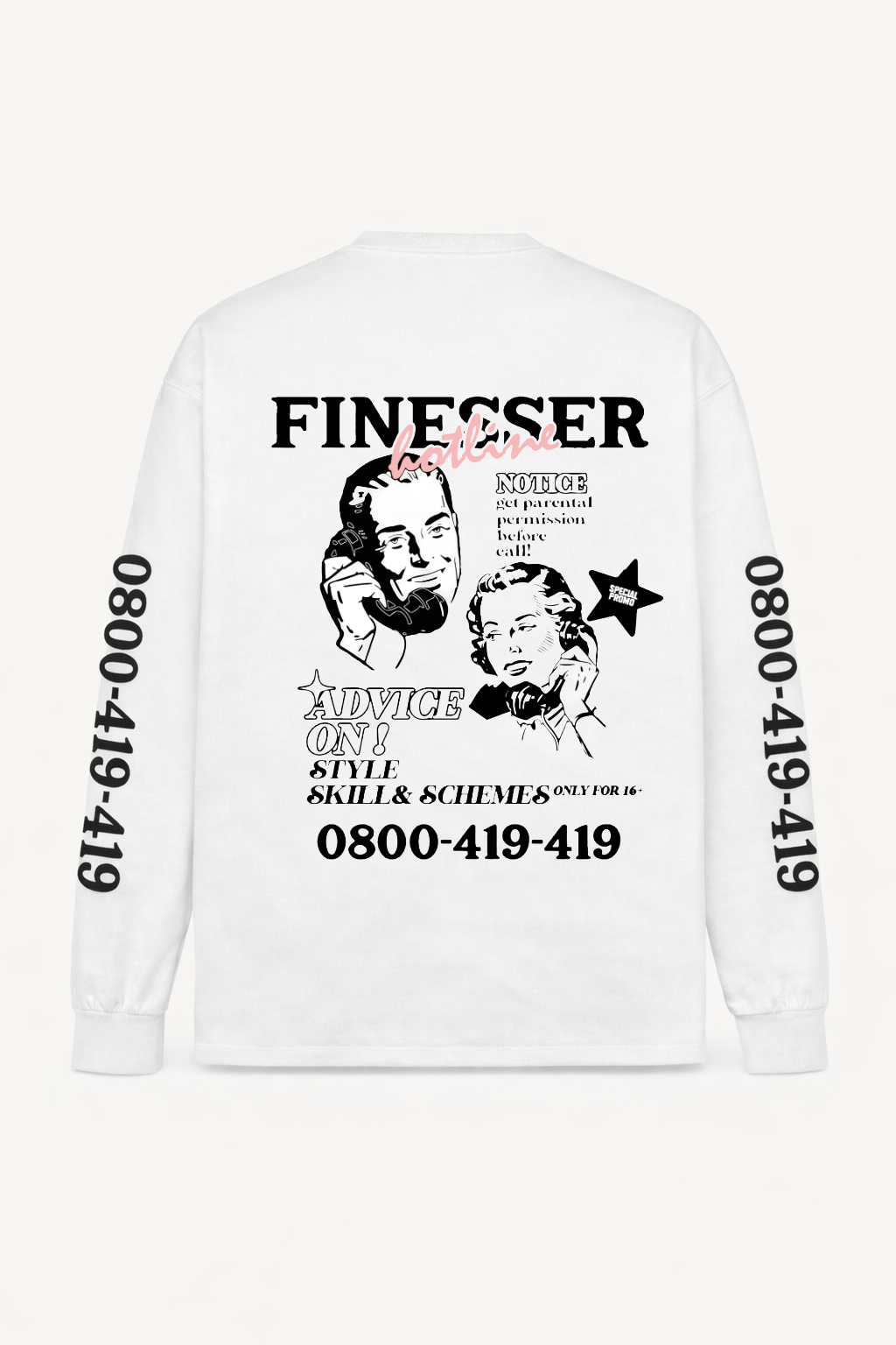 FINESSER HOTLINE “EXTENDED TRANSCRIPT LONG SLEEVE TEE