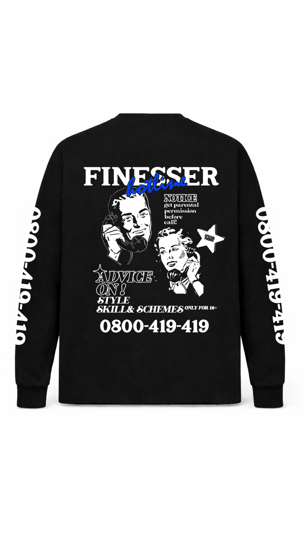 FINESSER HOTLINE “EXTENDED TRANSCRIPT LONG SLEEVE TEE