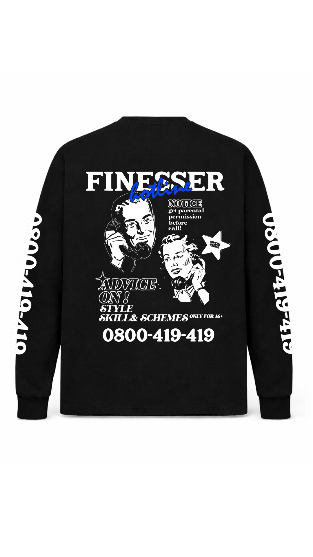 FINESSER HOTLINE “EXTENDED TRANSCRIPT LONG SLEEVE TEE