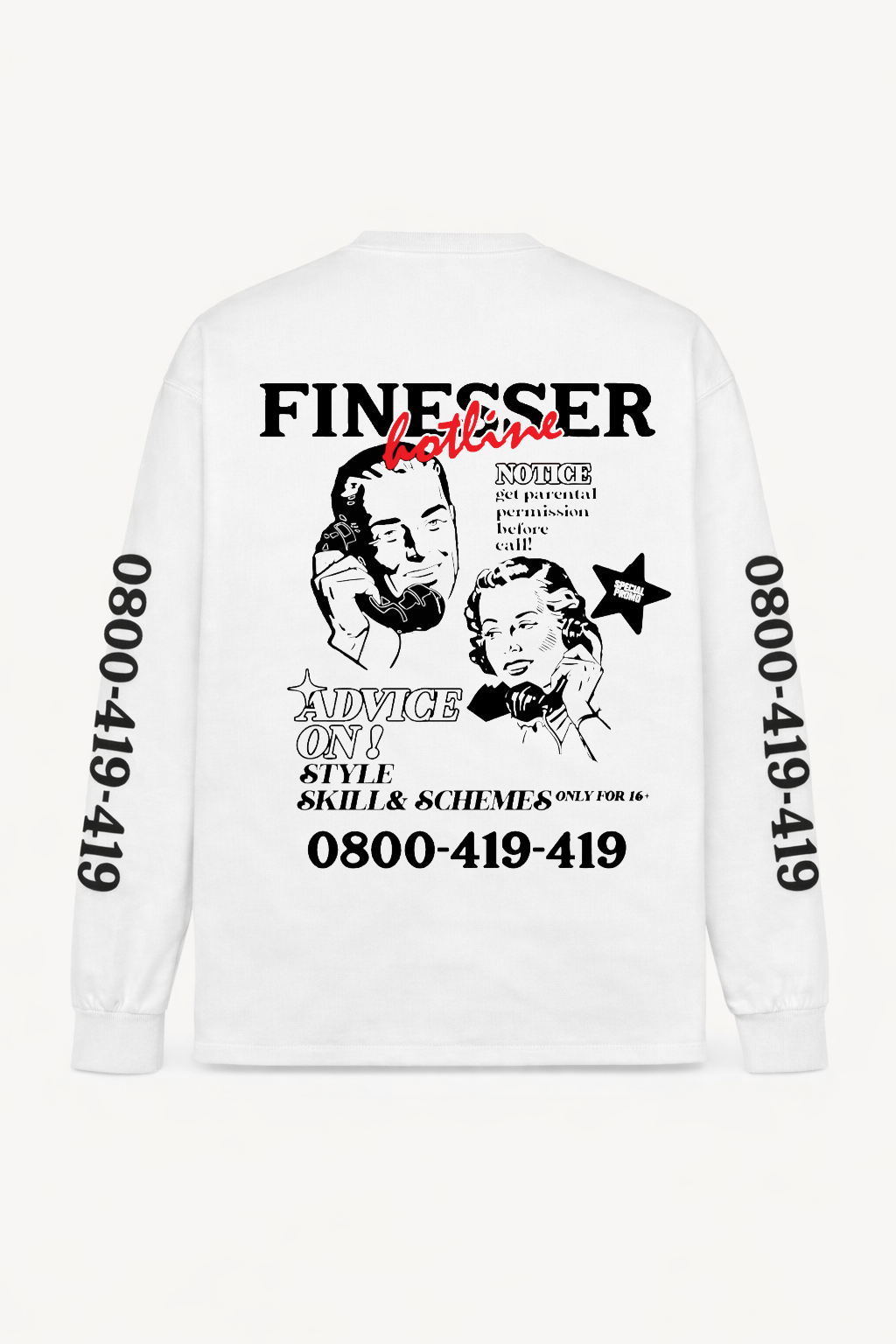 FINESSER HOTLINE “EXTENDED TRANSCRIPT LONG SLEEVE TEE