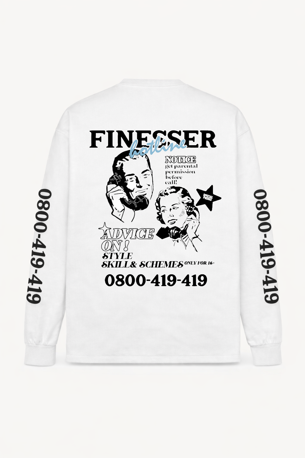 FINESSER HOTLINE “EXTENDED TRANSCRIPT LONG SLEEVE TEE