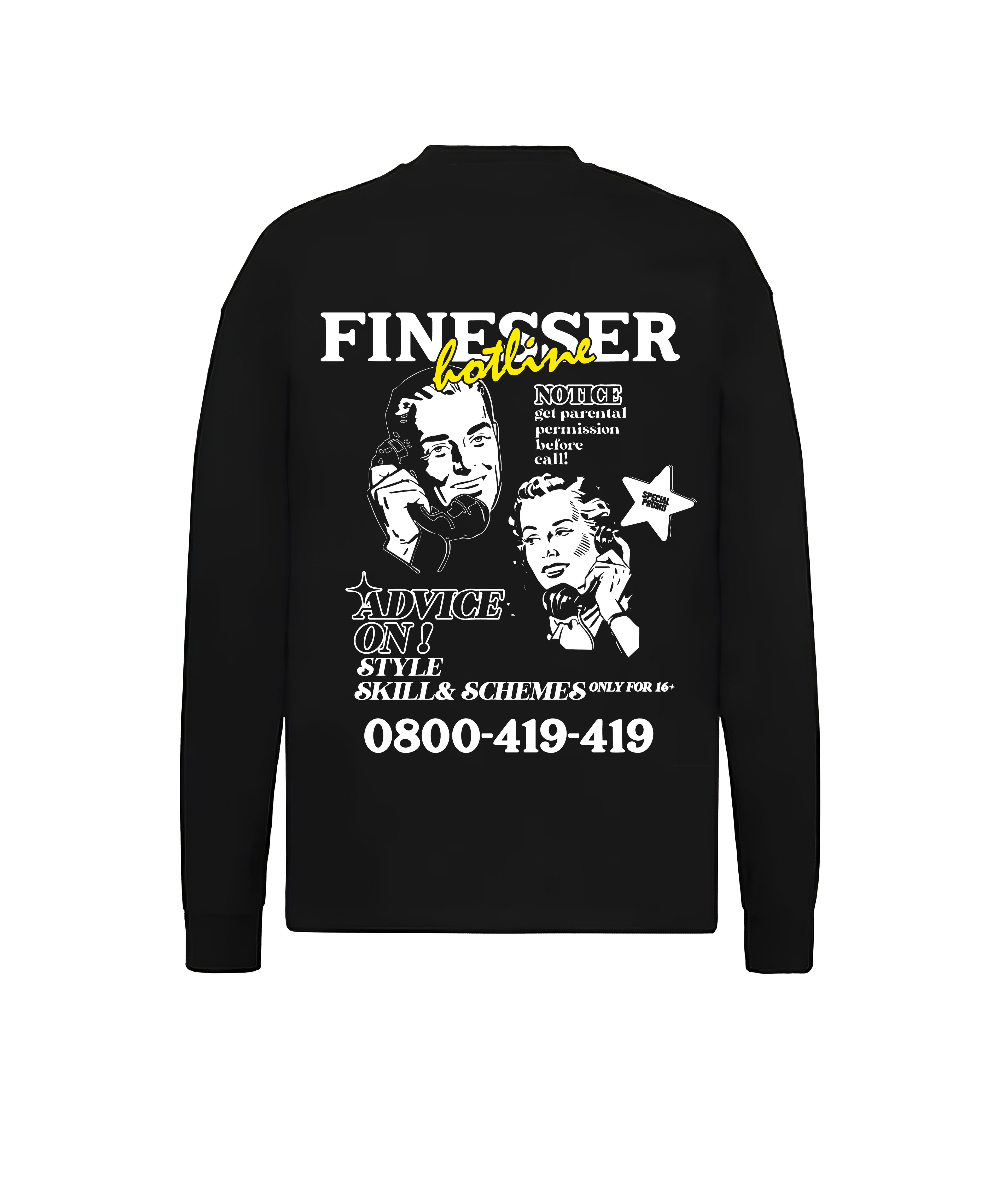 FINESSER HOTLINE “TRANSCRIPT EXTENDED” LONG SLEEVE T-SHIRT