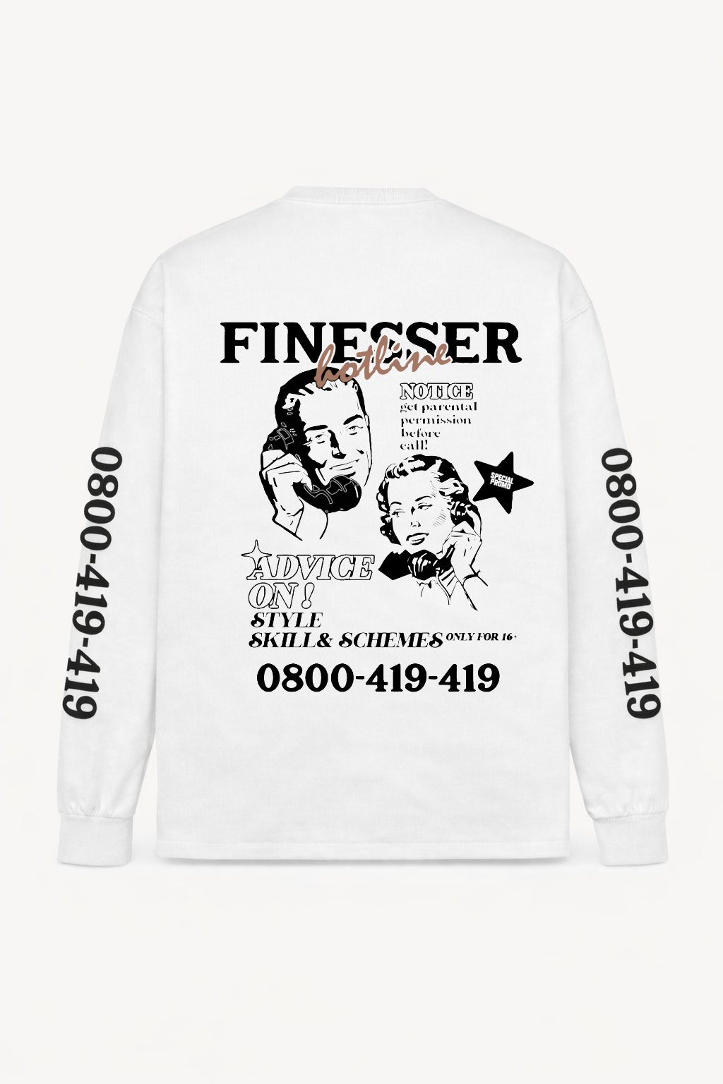 FINESSER HOTLINE “EXTENDED TRANSCRIPT LONG SLEEVE TEE