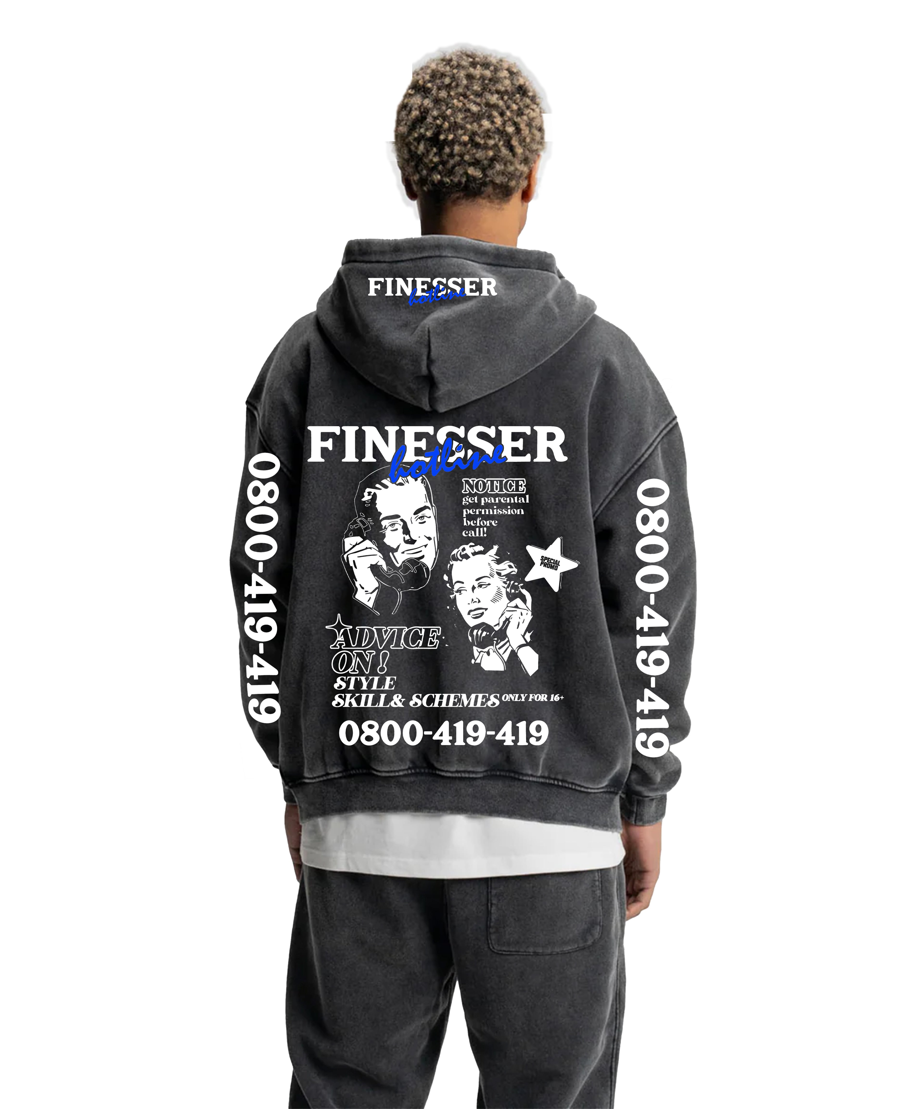 FINESSER HOTLINE “GREY FOG”ACID WASH ZIP UP TRACKSUIT