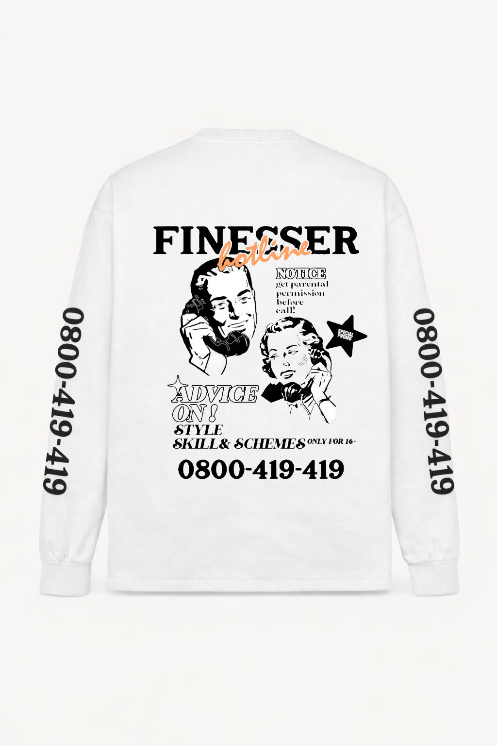 FINESSER HOTLINE “EXTENDED TRANSCRIPT LONG SLEEVE TEE