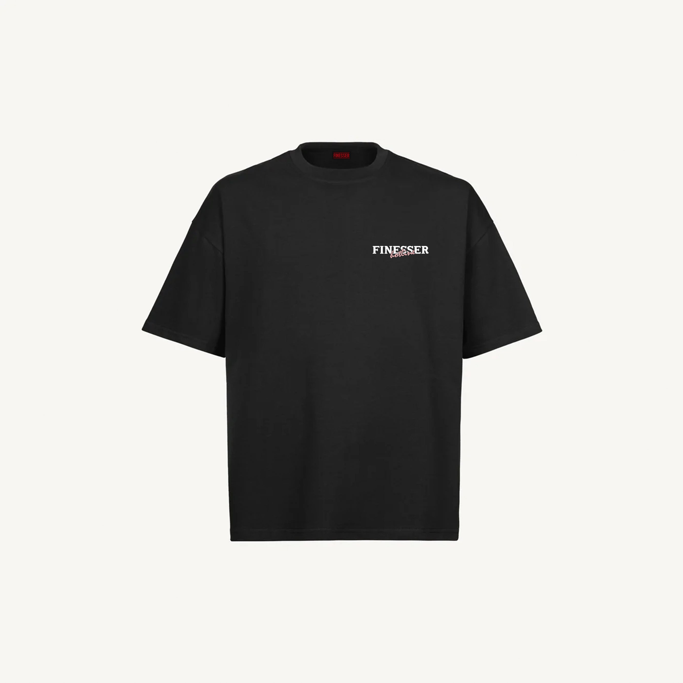 Black Finesser Hotline “Transcript” Oversized Boxy Tee