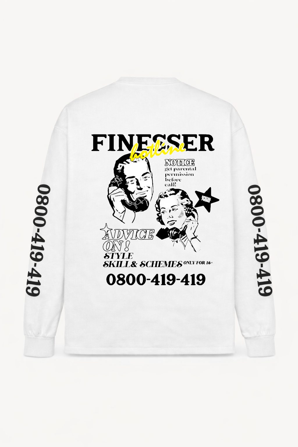 FINESSER HOTLINE “EXTENDED TRANSCRIPT LONG SLEEVE TEE