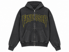 FINESSER AcidWash Rhinestone Zip-Up Hoodie