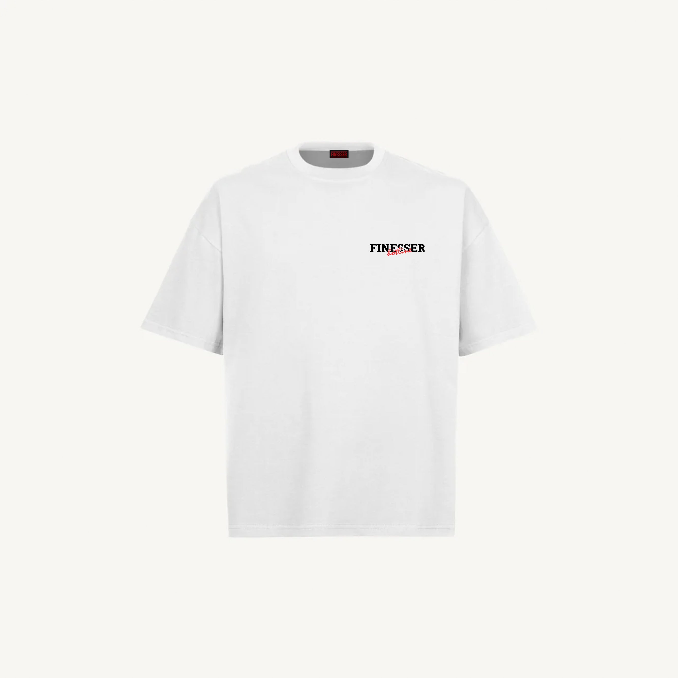 White Finesser Hotline “Transcript” Oversized Boxy Tee