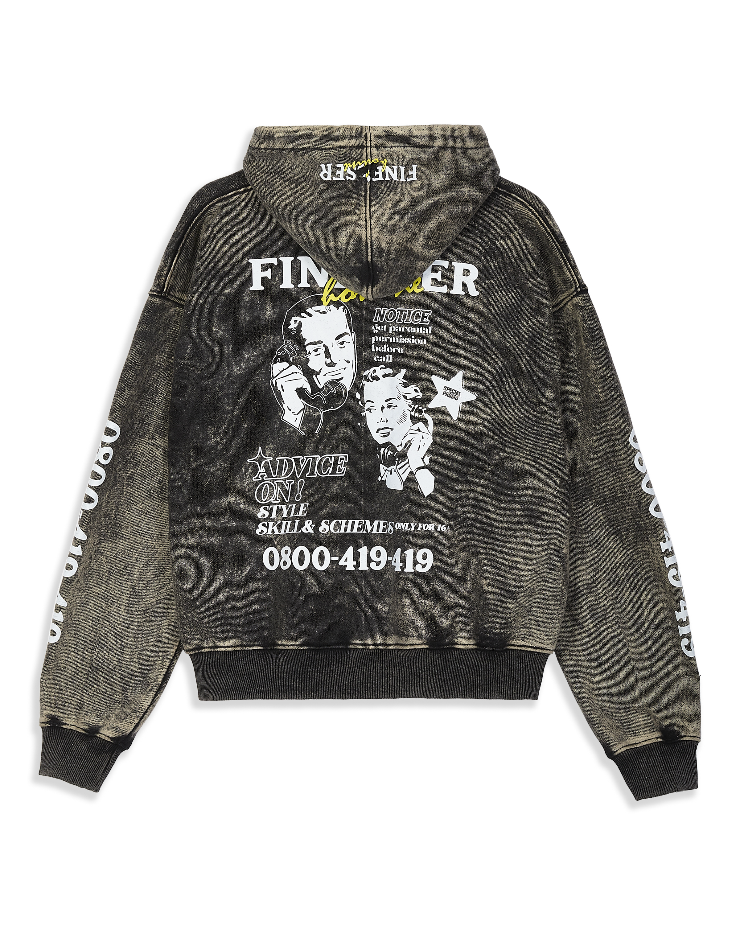 FINESSER Hotline Acid Wash Hoodie