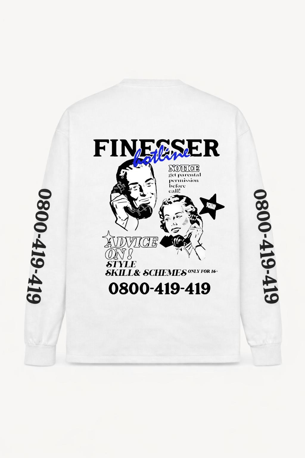 FINESSER HOTLINE “EXTENDED TRANSCRIPT LONG SLEEVE TEE