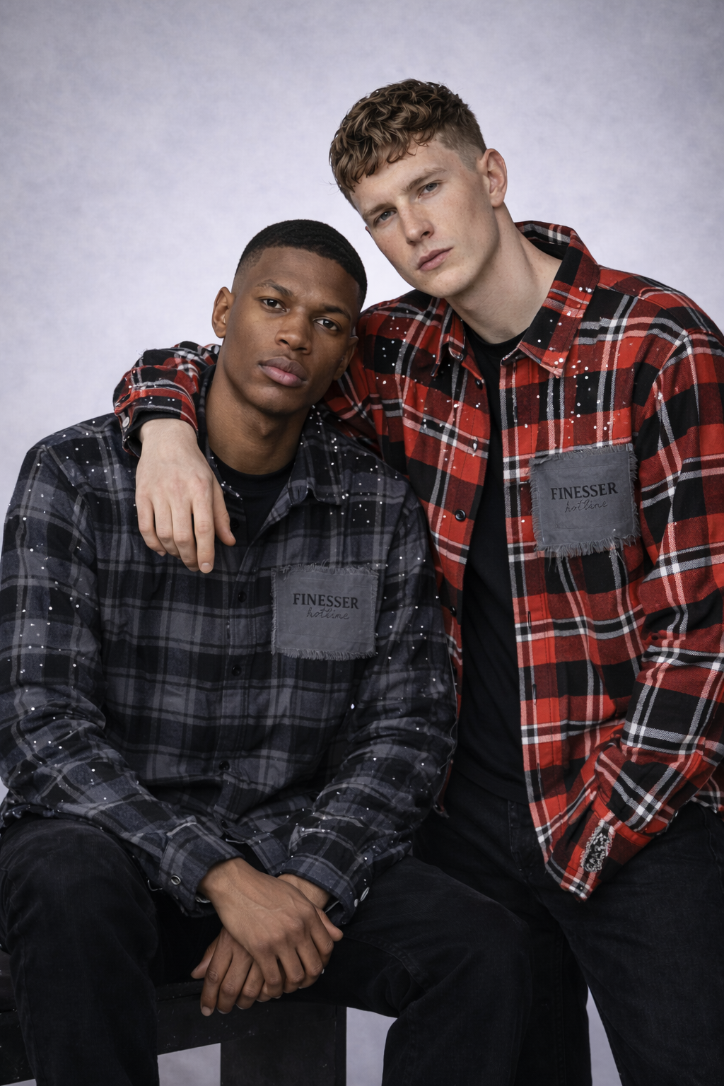 Finesser Rhinstone Flannel-Black