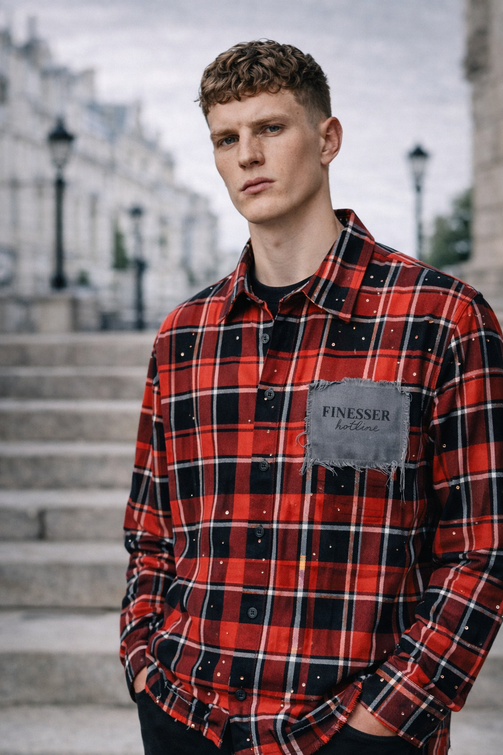 Finesser Flannel Rhinestone shirt Red
