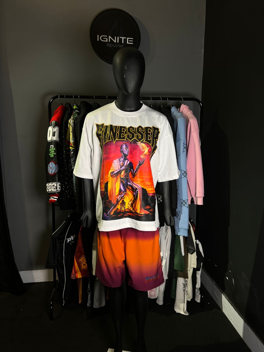 Finessed Graphic Tee and Shorts Set on mannequin