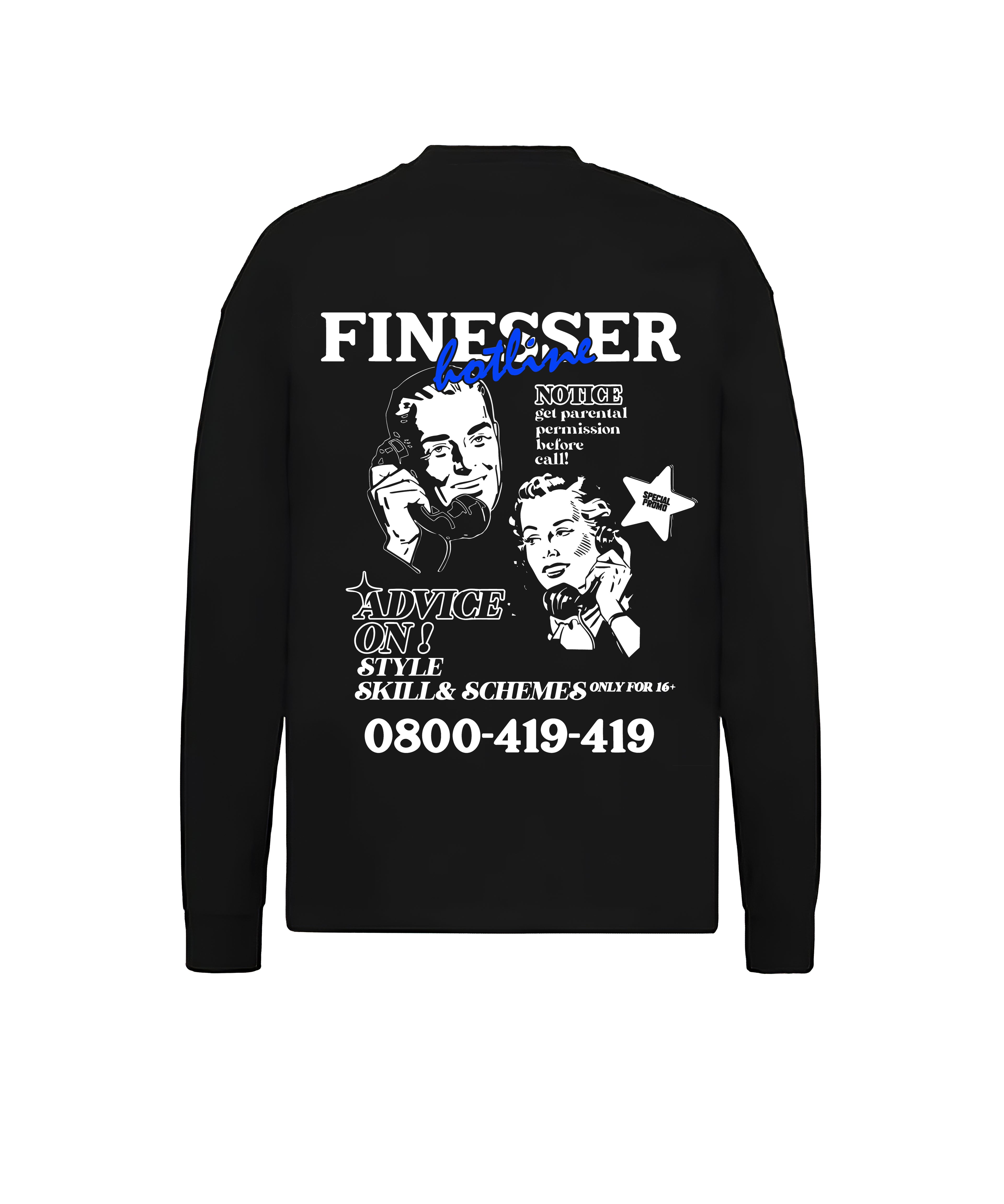 FINESSER HOTLINE “TRANSCRIPT EXTENDED” LONG SLEEVE T-SHIRT