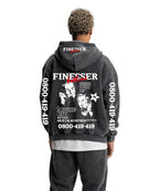 FINESSER HOTLINE “GREY FOG”ACID WASH HOODIE