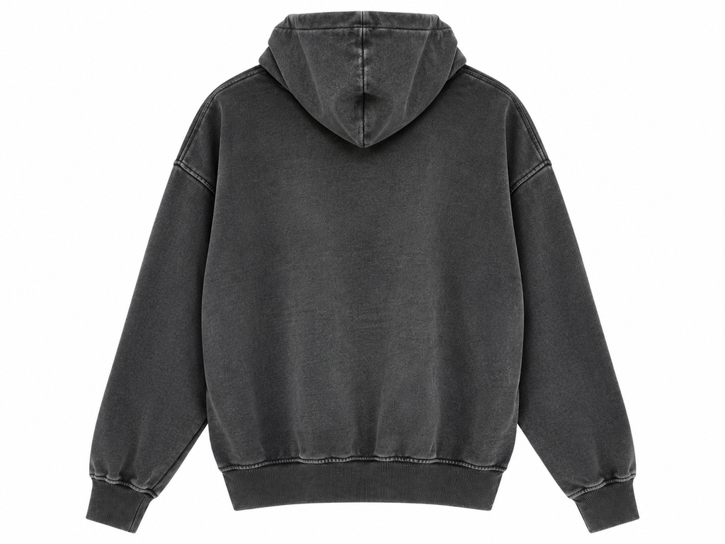FINESSER AcidWash Rhinestone Zip-Up Hoodie