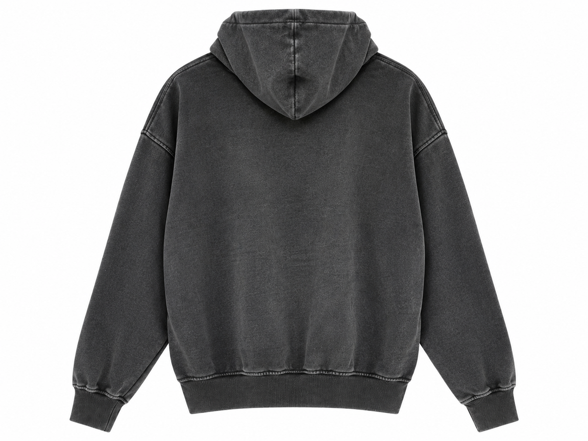 FINESSER AcidWash Rhinestone Zip-Up Hoodie