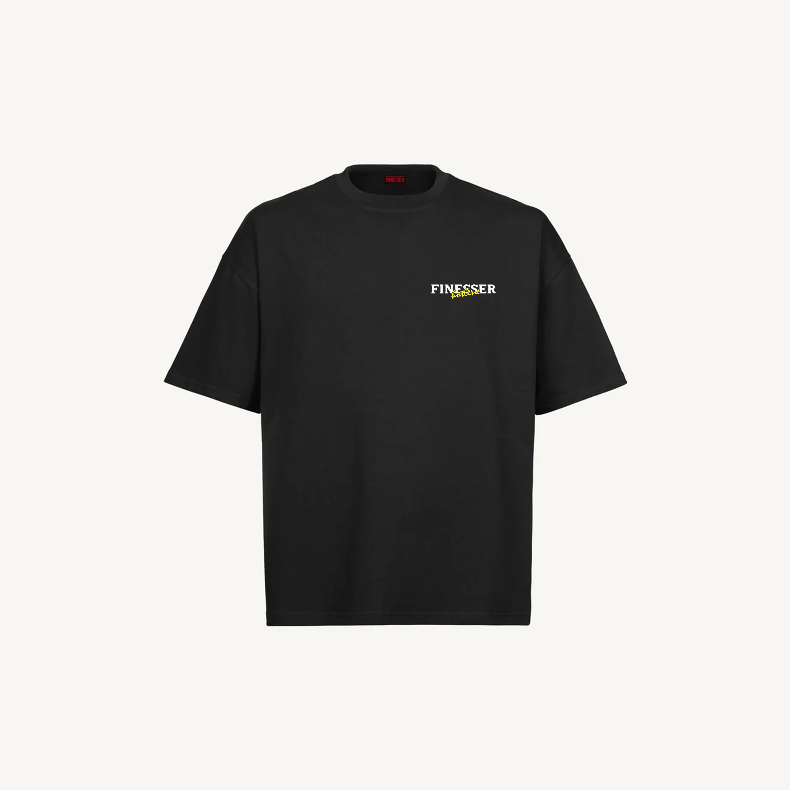 Black Finesser Hotline “Transcript” Oversized Boxy Tee