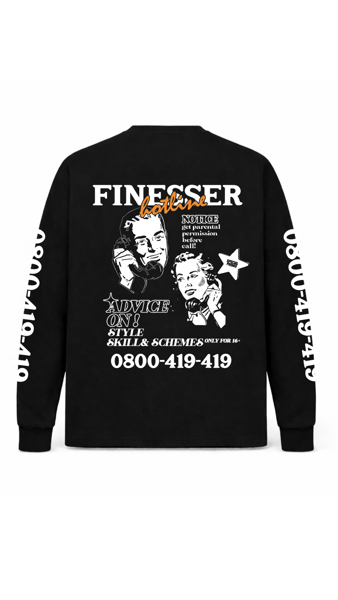 FINESSER HOTLINE “EXTENDED TRANSCRIPT LONG SLEEVE TEE