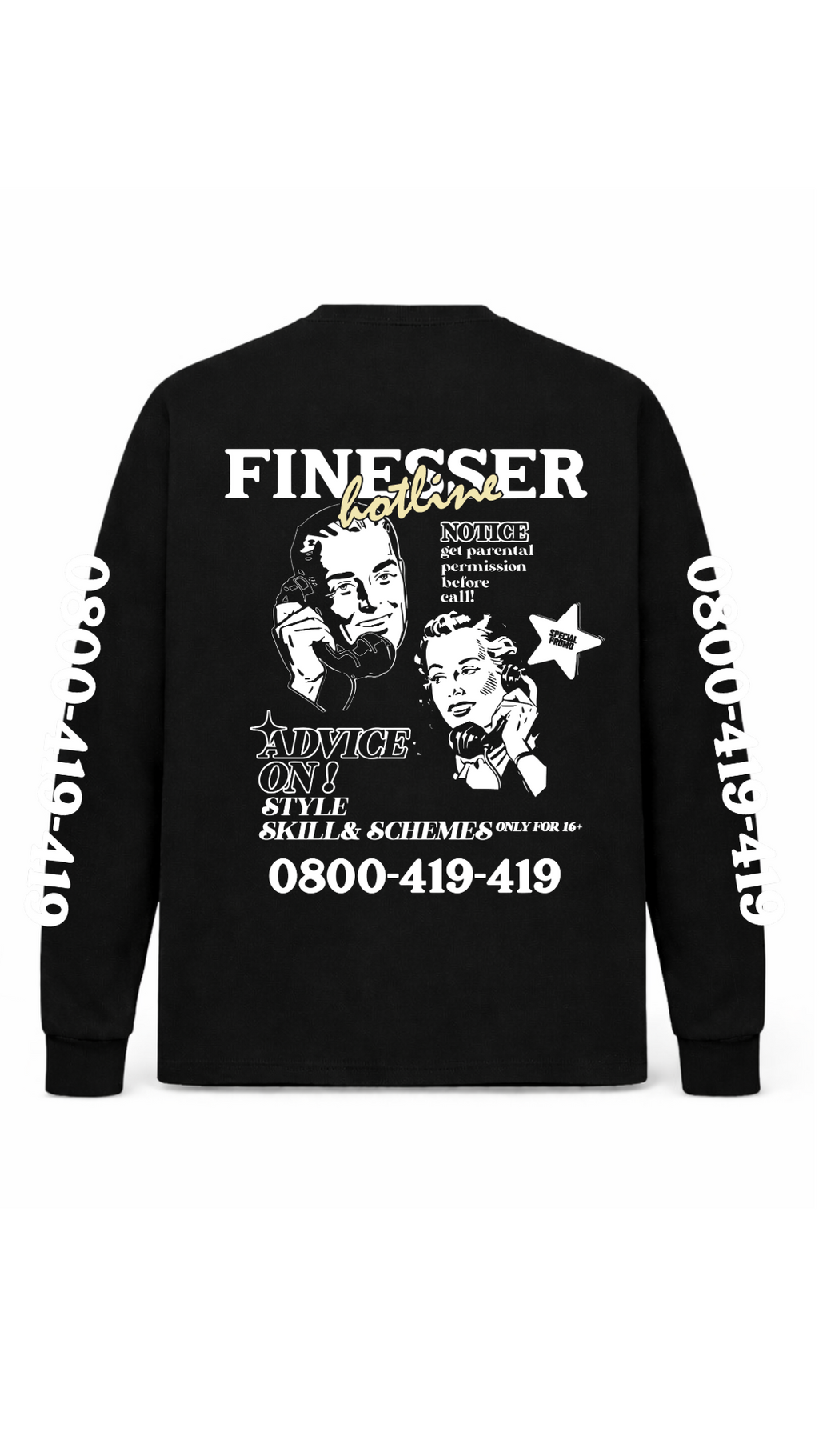 FINESSER HOTLINE “EXTENDED TRANSCRIPT LONG SLEEVE TEE