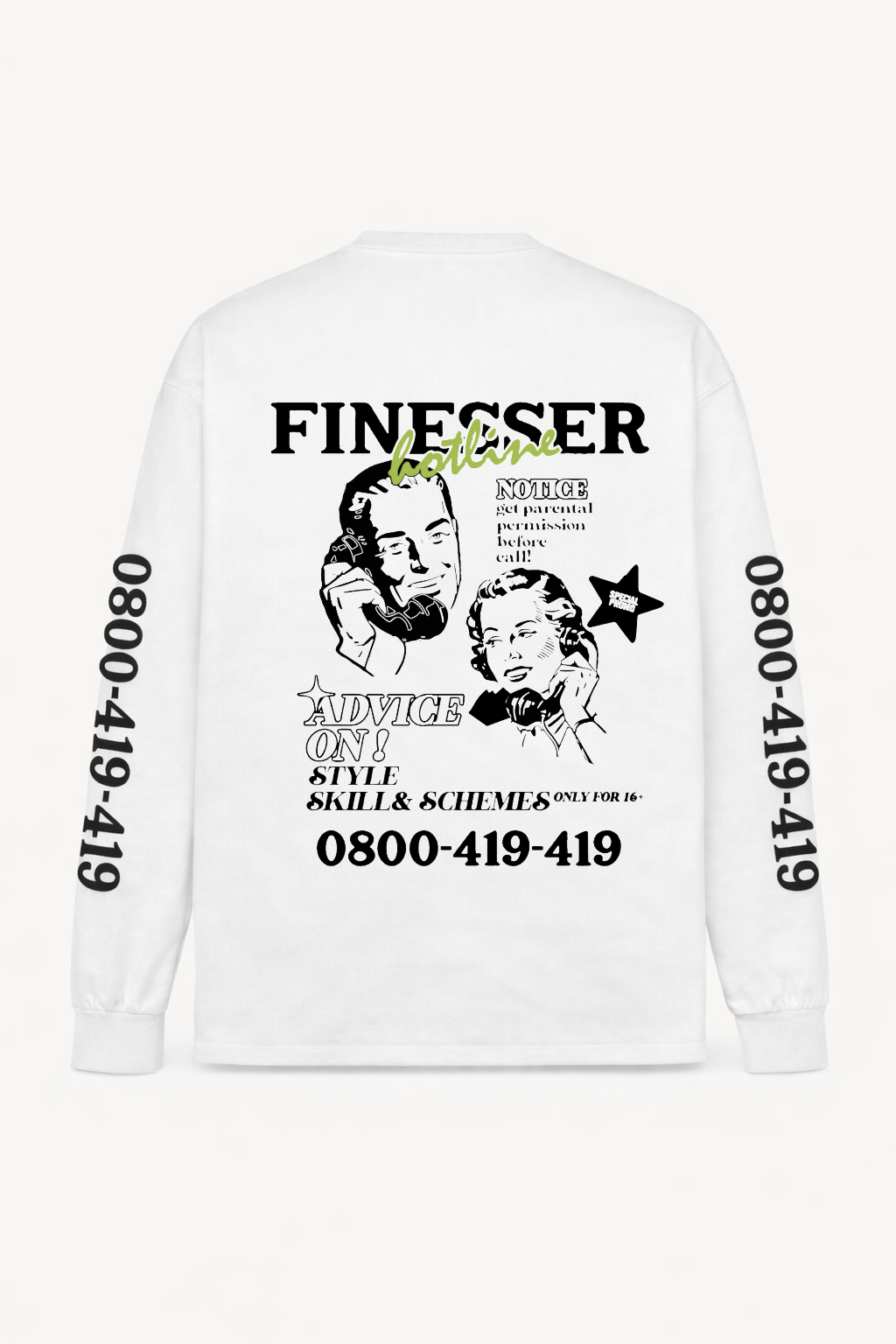FINESSER HOTLINE “EXTENDED TRANSCRIPT LONG SLEEVE TEE