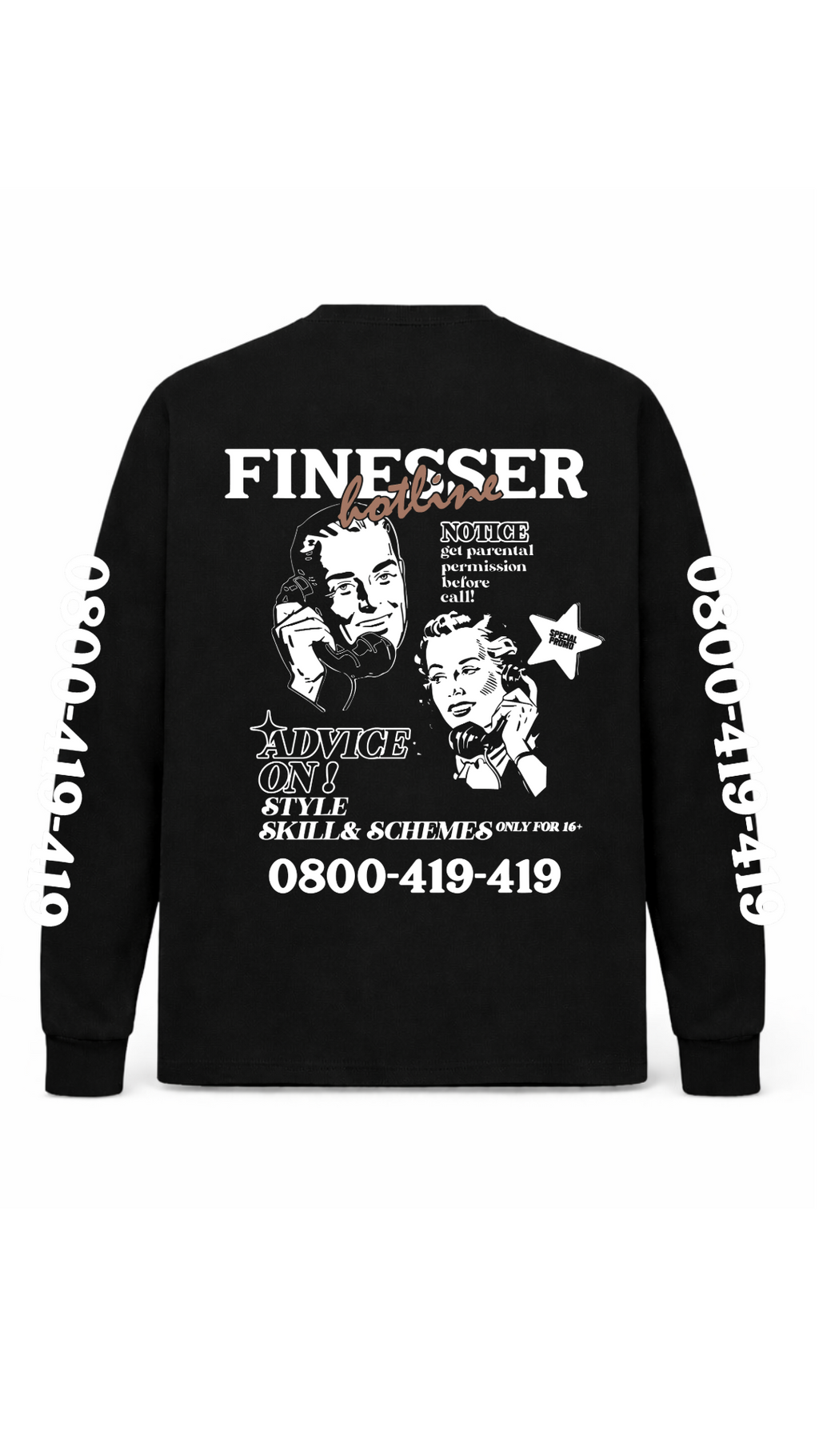 FINESSER HOTLINE “EXTENDED TRANSCRIPT LONG SLEEVE TEE