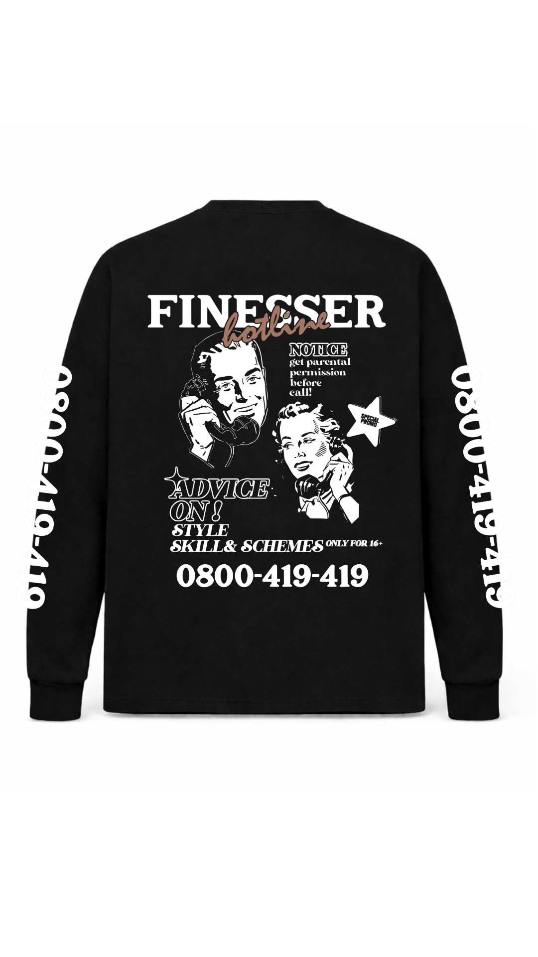 FINESSER HOTLINE “EXTENDED TRANSCRIPT LONG SLEEVE TEE