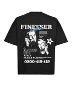 Black Finesser Hotline “Transcript” Oversized Boxy Tee