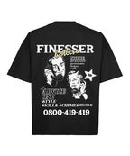 Black Finesser Hotline “Transcript” Oversized Boxy Tee