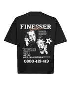 Black Finesser Hotline “Transcript” Oversized Boxy Tee
