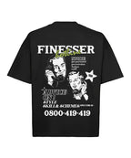 Black Finesser Hotline “Transcript” Oversized Boxy Tee
