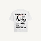 White Finesser Hotline “Transcript” Oversized Boxy Tee